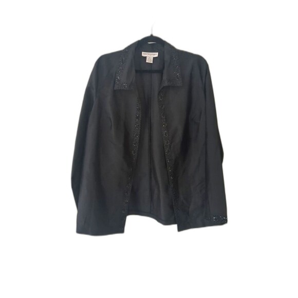 Bloomingdales Jacket Size 14 100% Black Silk Black Sequin Beads - Picture 1 of 11